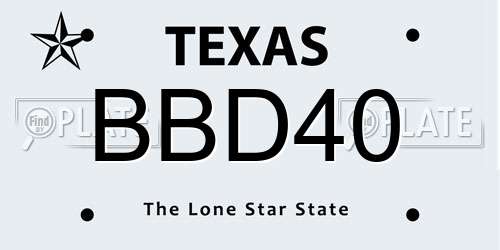 BBD40 Texas License Plate