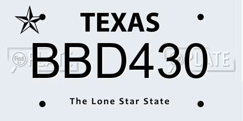 BBD430 Texas License Plate