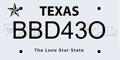 BBD43O Texas License Plate
