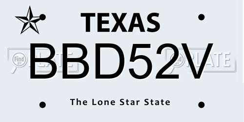 BBD52V Texas License Plate