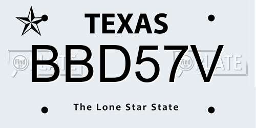 BBD57V Texas License Plate