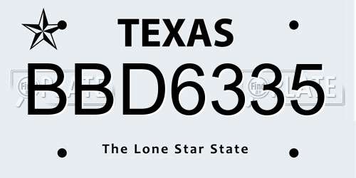 BBD6335 Texas License Plate