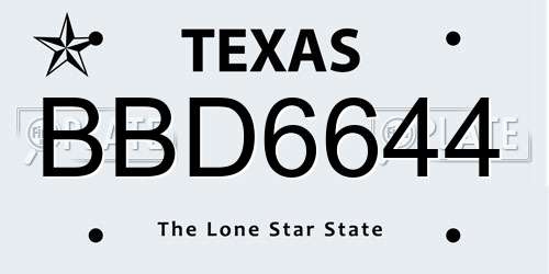 BBD6644 Texas License Plate