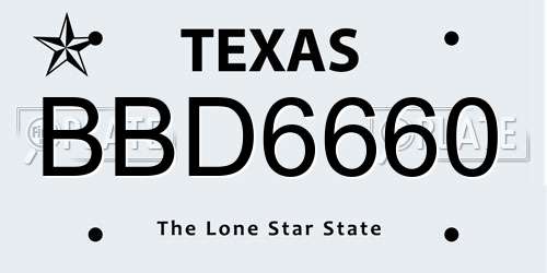 BBD6660 Texas License Plate