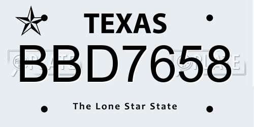 BBD7658 Texas License Plate