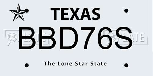 BBD76S Texas License Plate
