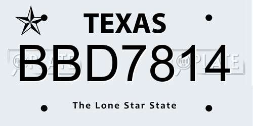 BBD7814 Texas License Plate
