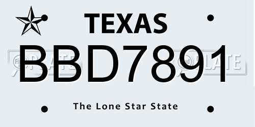 BBD7891 Texas License Plate
