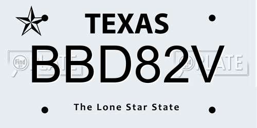 BBD82V Texas License Plate