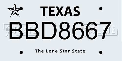 BBD8667 Texas License Plate