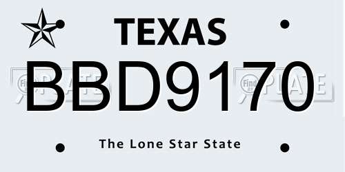 BBD9170 Texas License Plate