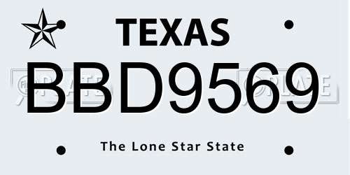 BBD9569 Texas License Plate