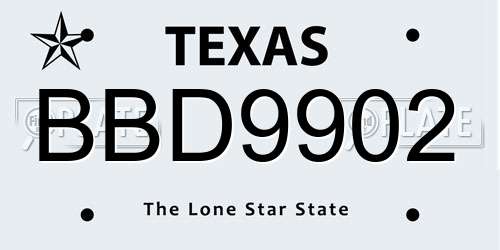 BBD9902 Texas License Plate
