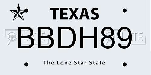 BBDH89 Texas License Plate