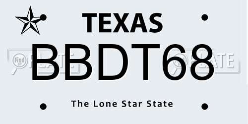 BBDT68 Texas License Plate