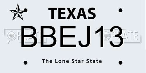 BBEJ13 Texas License Plate