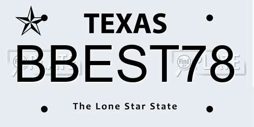 BBEST78 Texas License Plate