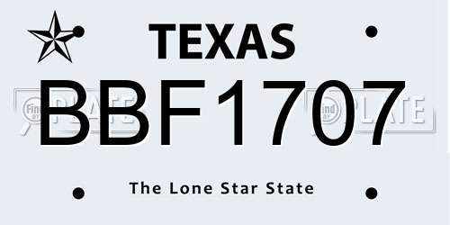 BBF1707 Texas License Plate