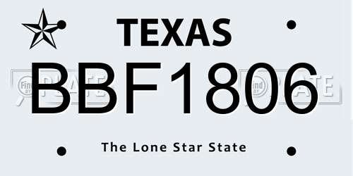 BBF1806 Texas License Plate