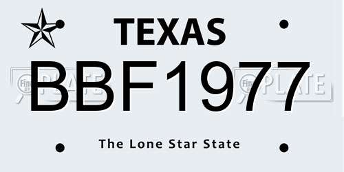 BBF1977 Texas License Plate