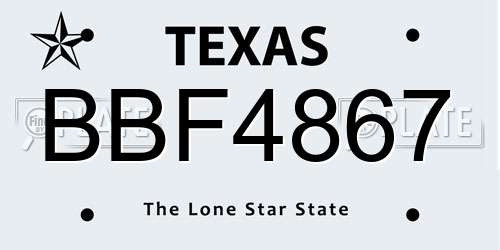 BBF4867 Texas License Plate