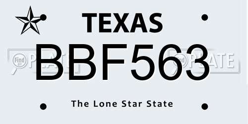 BBF563 Texas License Plate