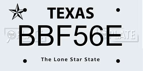 BBF56E Texas License Plate