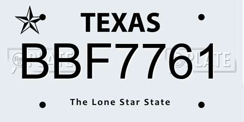 BBF7761 Texas License Plate