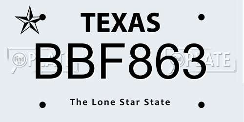 BBF863 Texas License Plate