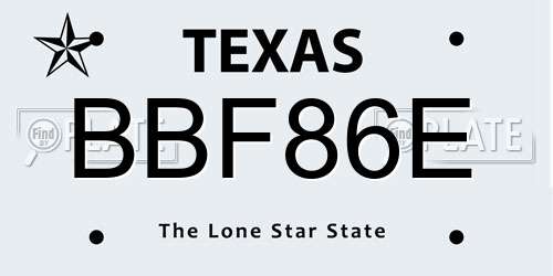 BBF86E Texas License Plate