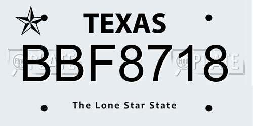 BBF8718 Texas License Plate