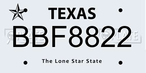 BBF8822 Texas License Plate