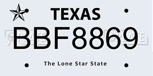 BBF8869 Texas License Plate