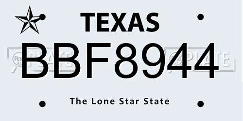 BBF8944 Texas License Plate