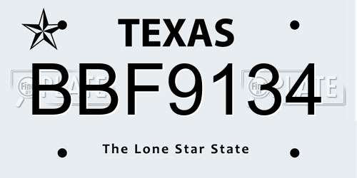 BBF9134 Texas License Plate