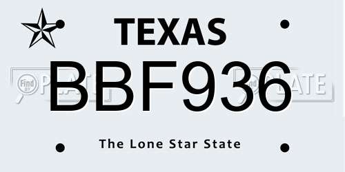 BBF936 Texas License Plate