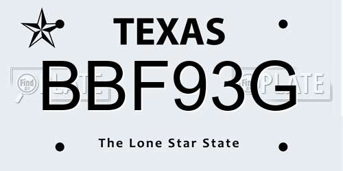 BBF93G Texas License Plate