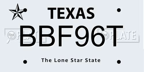 BBF96T Texas License Plate