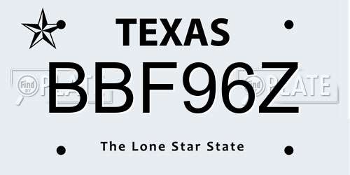 BBF96Z Texas License Plate