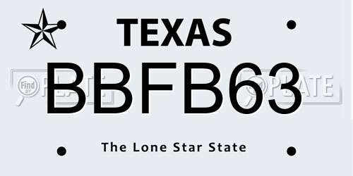 BBFB63 Texas License Plate