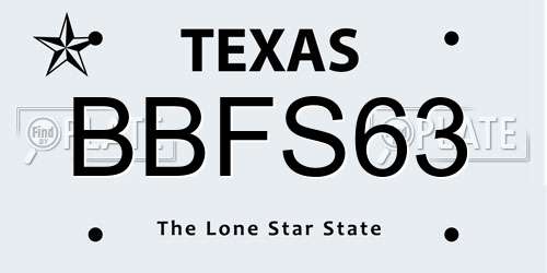 BBFS63 Texas License Plate