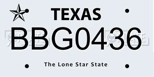 BBG0436 Texas License Plate