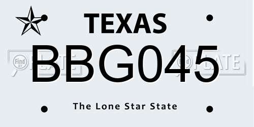 BBG045 Texas License Plate