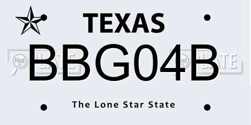 BBG04B Texas License Plate