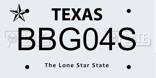 BBG04S Texas License Plate