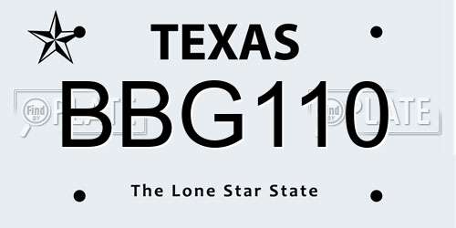 BBG110 Texas License Plate