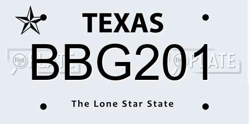 BBG201 Texas License Plate