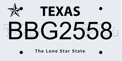 BBG2558 Texas License Plate
