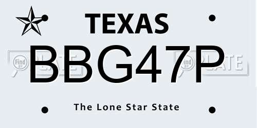 BBG47P Texas License Plate