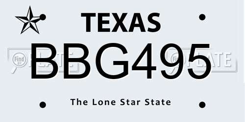 BBG495 Texas License Plate